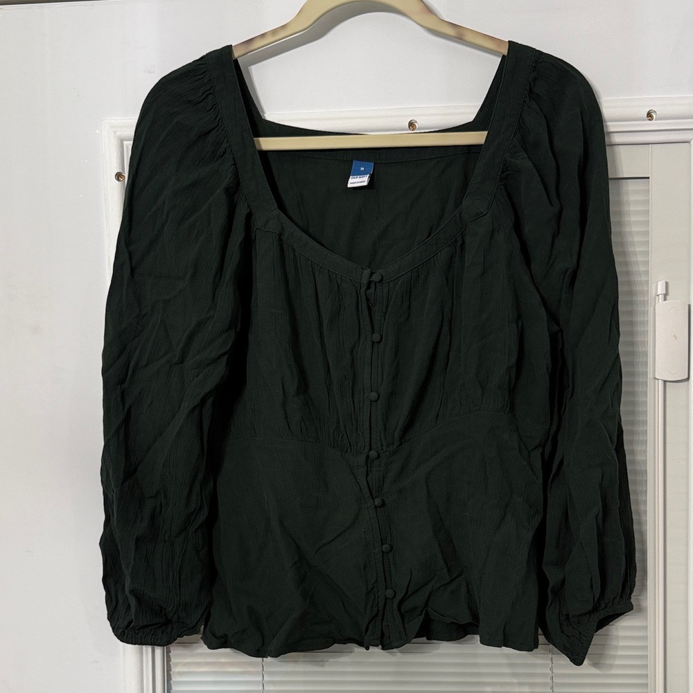 Old navy Elegant Dark Green Button-Up Blouse size medium